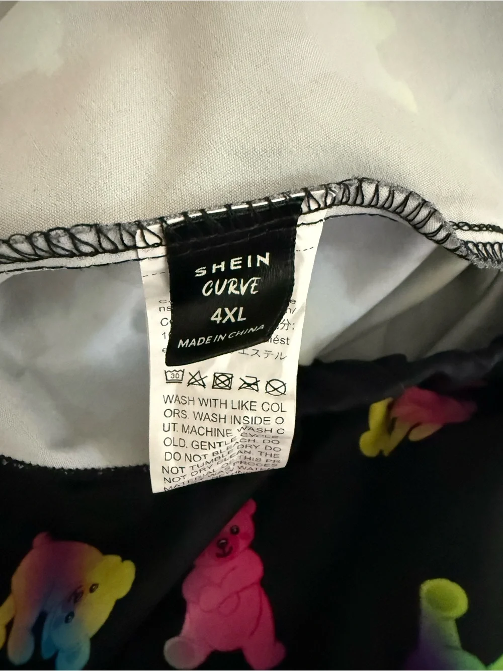 Black Circle Skirt with Multicolor Rainbow Gummy Bear Print